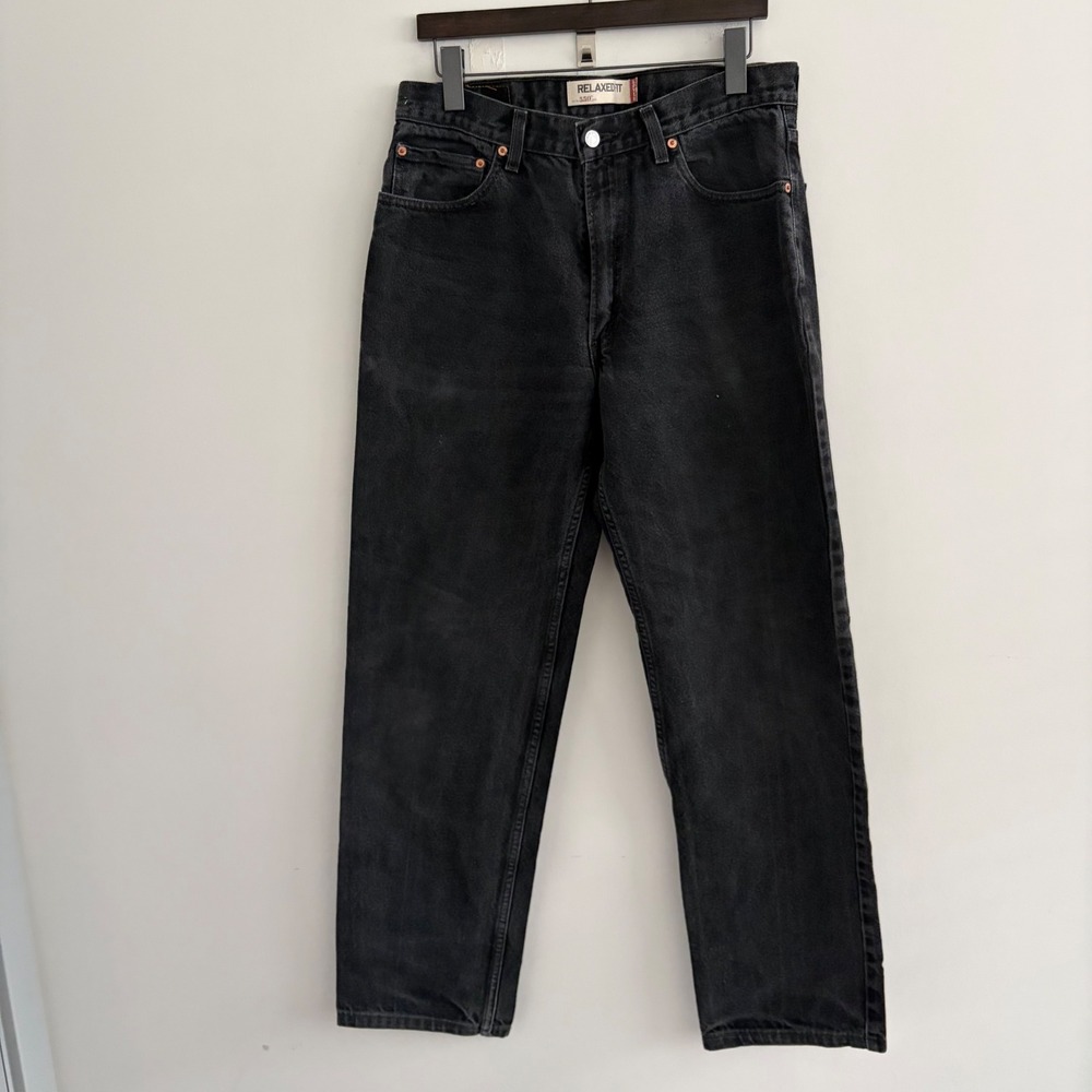 Levis 550 Relaxed Fit Black Denim Jeans Mens 34x34